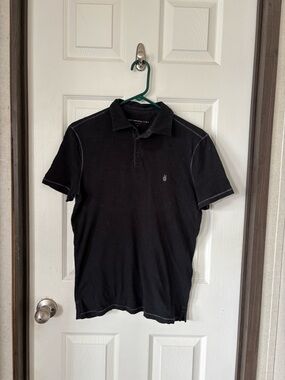 John Varvatos Black Polo with Contrast Stitching